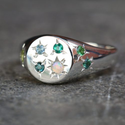 Cosmic Cluster Signet Ring Silver