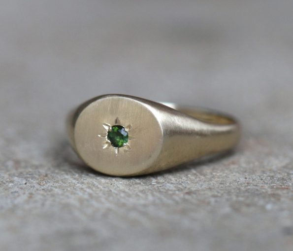 Gold Oval Signet Ring - Image 2