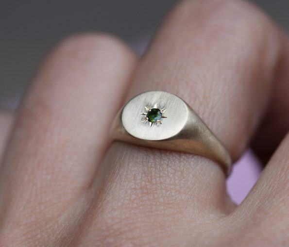 Gold Oval Signet Ring - Image 4