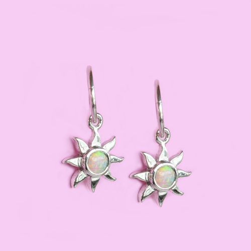sterling silver sun sleeper earrings with australian opal