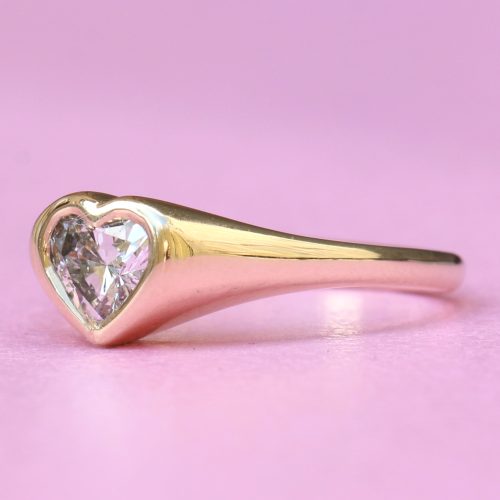 Diamond Heart Signet Ring